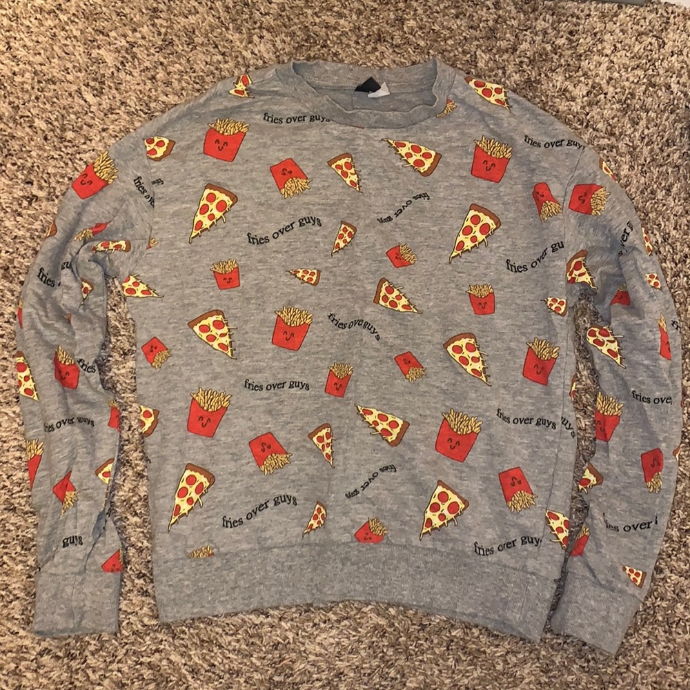 fries over guys crew neck
